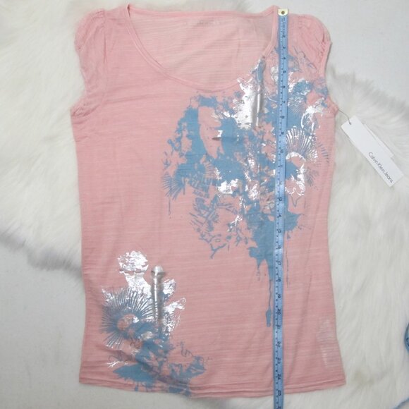 Calvin Klein | Pink Cap Sleeve w/ Metallic Silver - Picture 2 of 11